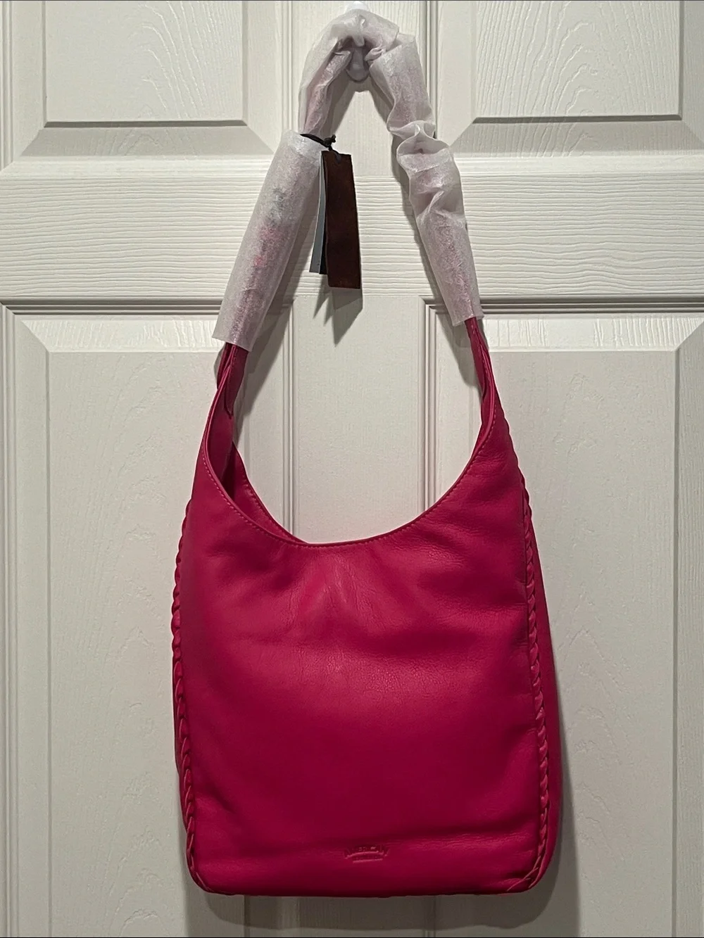 American Leather Fuchsia Dragonfruit Leather Shoulder Bag